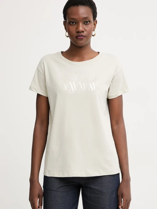 Zdjęcie produktu Armani Exchange T-shirt damski bawełniany beżowy