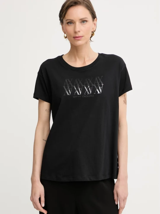 Zdjęcie produktu Armani Exchange T-shirt damski bawełniany czarny