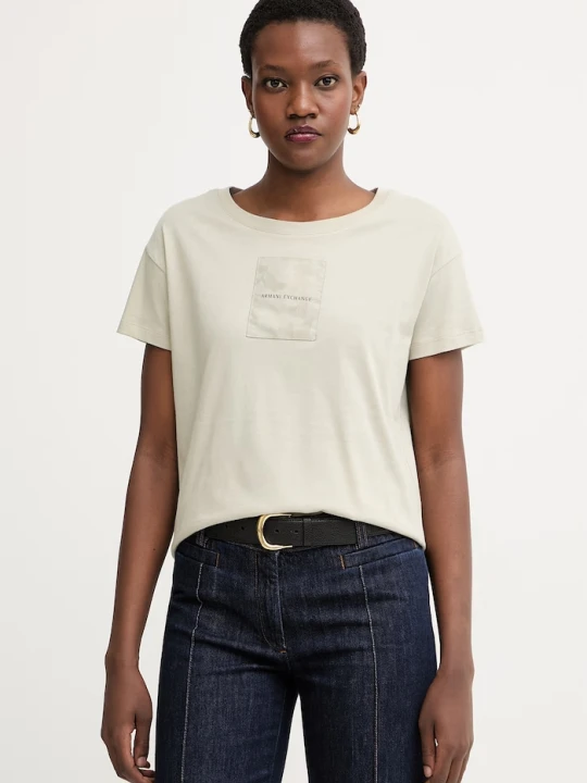 Zdjęcie produktu Armani Exchange T-shirt damski bawełniany zielony
