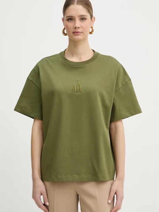 Zdjęcie produktu Armani Exchange T-shirt damski bawełniany zielony