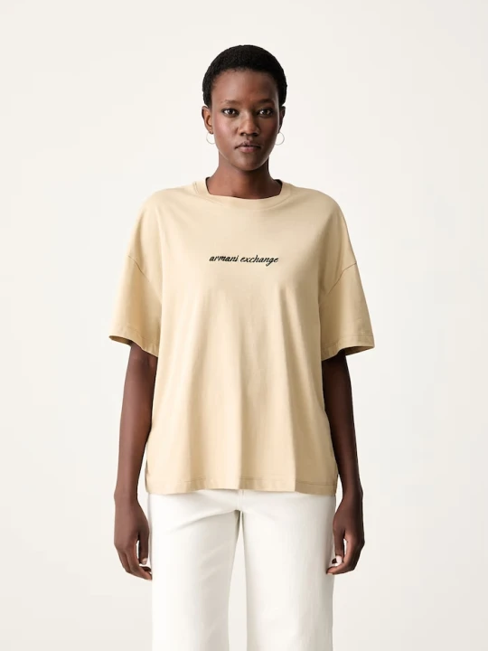 Zdjęcie produktu Armani Exchange T-shirt damski bawełniany beżowy