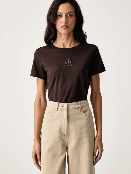Zdjęcie produktu Armani Exchange T-shirt damski bawełniany brązowy