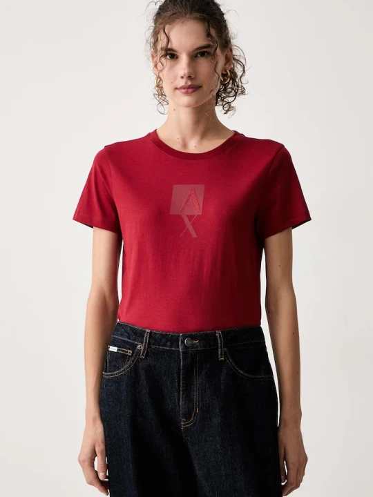 Zdjęcie produktu Armani Exchange T-shirt damski bawełniany czerwony