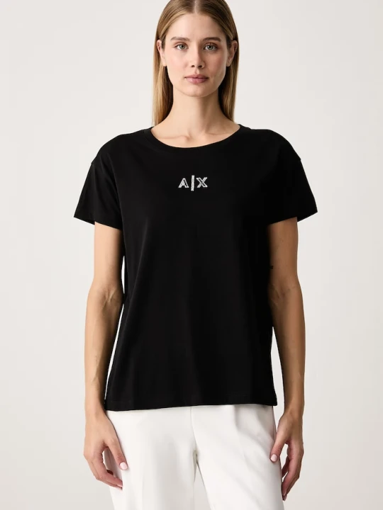 Zdjęcie produktu Armani Exchange T-shirt damski bawełniany z elastanem czarny