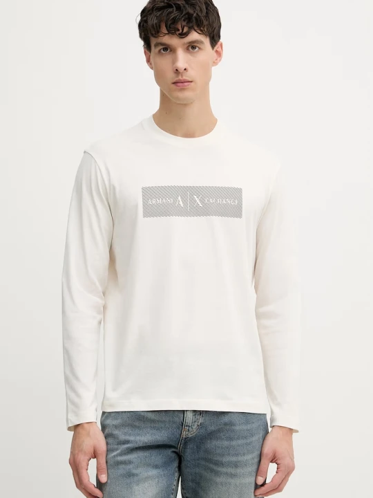 Zdjęcie produktu Armani Exchange t-shirt męski bawełniany beżowy