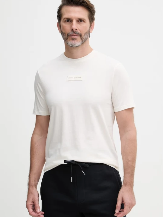 Zdjęcie produktu Armani Exchange t-shirt męski bawełniany beżowy