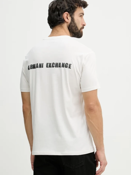 Zdjęcie produktu Armani Exchange t-shirt męski bawełniany beżowy