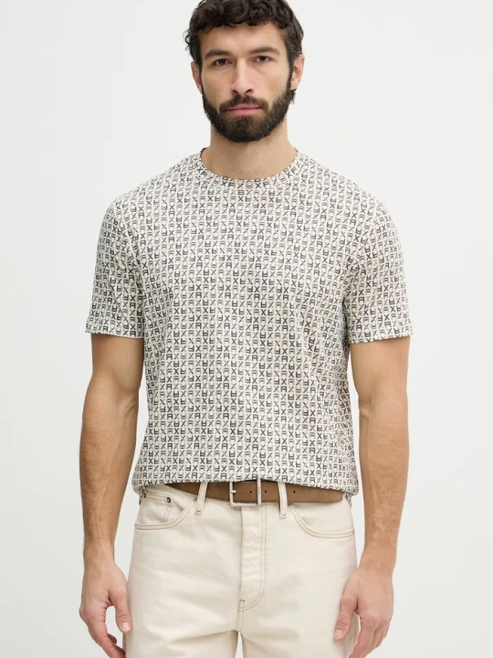 Zdjęcie produktu Armani Exchange t-shirt męski bawełniany beżowy