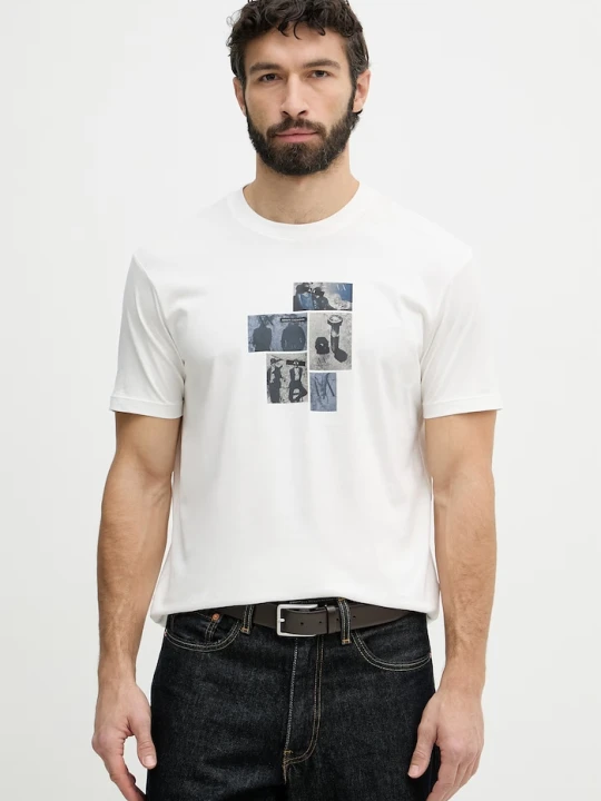 Zdjęcie produktu Armani Exchange t-shirt męski bawełniany beżowy