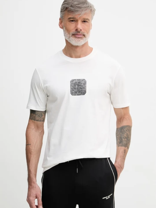 Zdjęcie produktu Armani Exchange T-shirt męski bawełniany beżowy