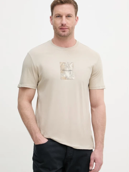 Zdjęcie produktu Armani Exchange T-shirt męski bawełniany beżowy