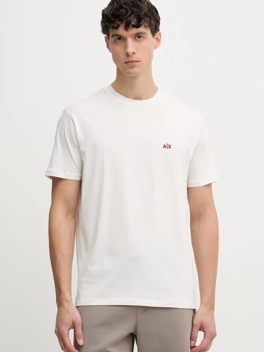 Zdjęcie produktu Armani Exchange T-shirt męski bawełniany beżowy