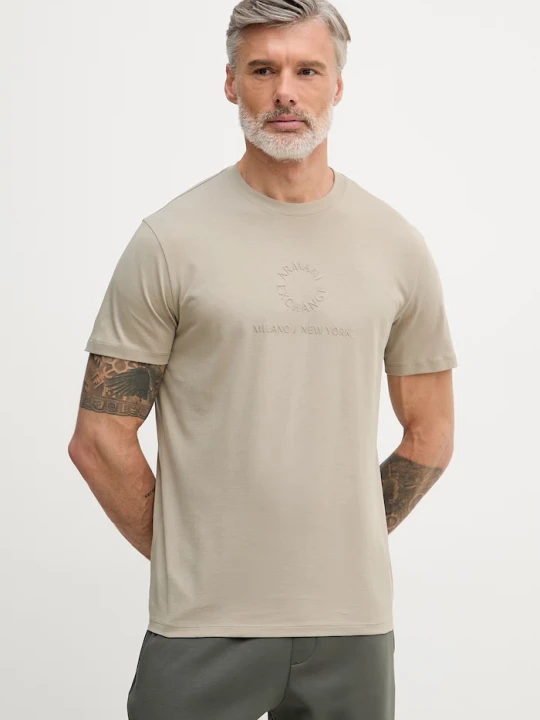 Zdjęcie produktu Armani Exchange t-shirt męski bawełniany beżowy
