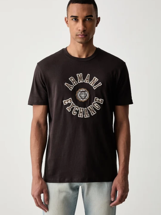 Zdjęcie produktu Armani Exchange T-shirt męski bawełniany brązowy