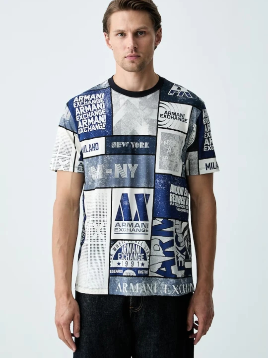 Zdjęcie produktu Armani Exchange T-shirt męski z bawełną niebieski