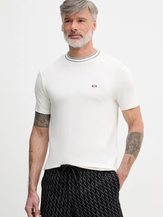 Zdjęcie produktu Armani Exchange t-shirt męski z wiskozą beżowy