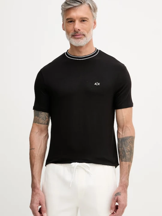 Zdjęcie produktu Armani Exchange t-shirt męski z wiskozy czarny