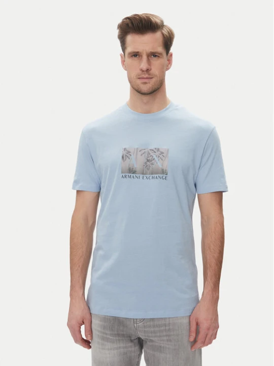 Zdjęcie produktu Armani Exchange T-Shirt XM000555 AF10358 U9360 Błękitny Regular Fit Niebieski jasny