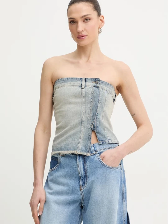 Zdjęcie produktu Armani Exchange top damski jeansowy niebieski