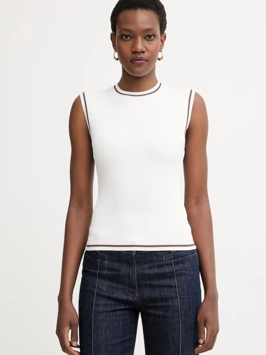 Zdjęcie produktu Armani Exchange top damski z wiskozy beżowy
