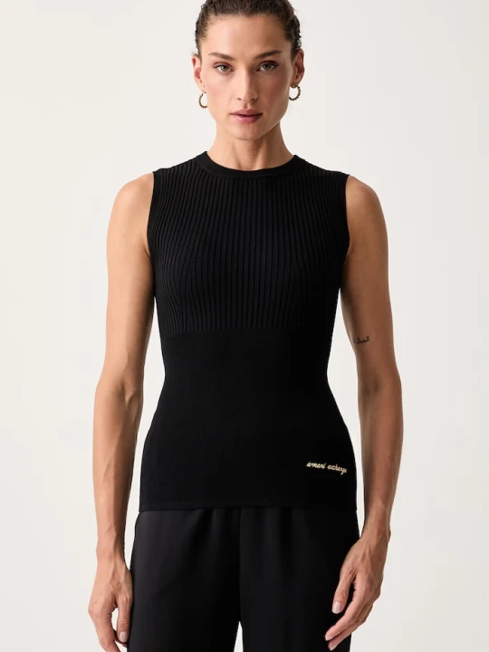 Zdjęcie produktu Armani Exchange top damski z wiskozy czarny