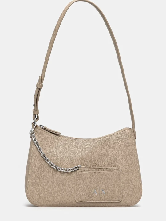 Zdjęcie produktu Armani Exchange torebka hobo damska z imitacji skóry beżowy
