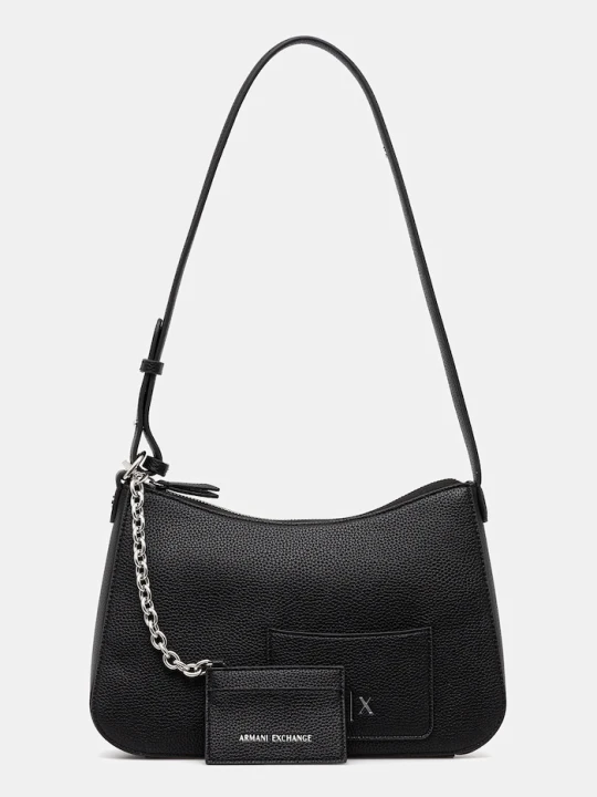 Zdjęcie produktu Armani Exchange torebka hobo damska z imitacji skóry czarny