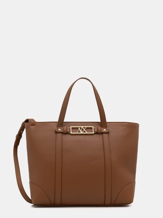 Zdjęcie produktu Armani Exchange torebka shopper damska z imitacji skóry brązowy