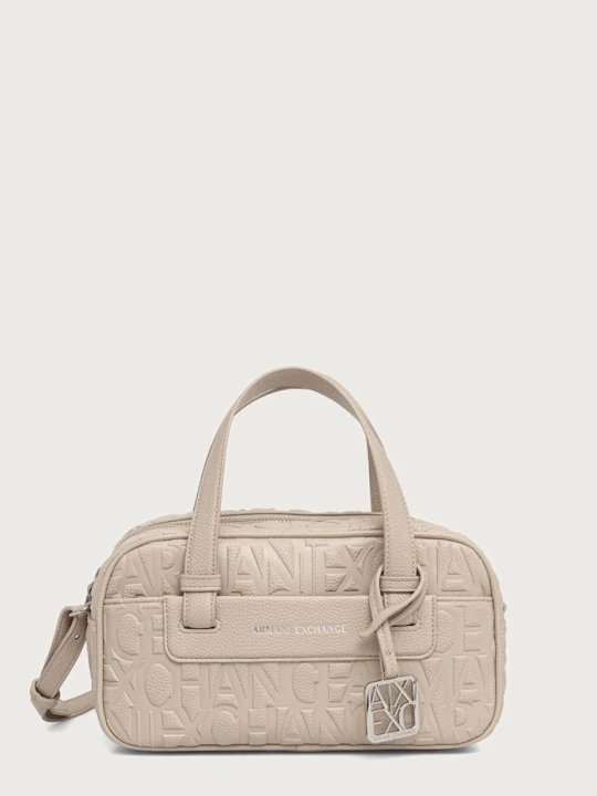 Zdjęcie produktu Armani Exchange torebka bagietka damska z imitacji skóry beżowy