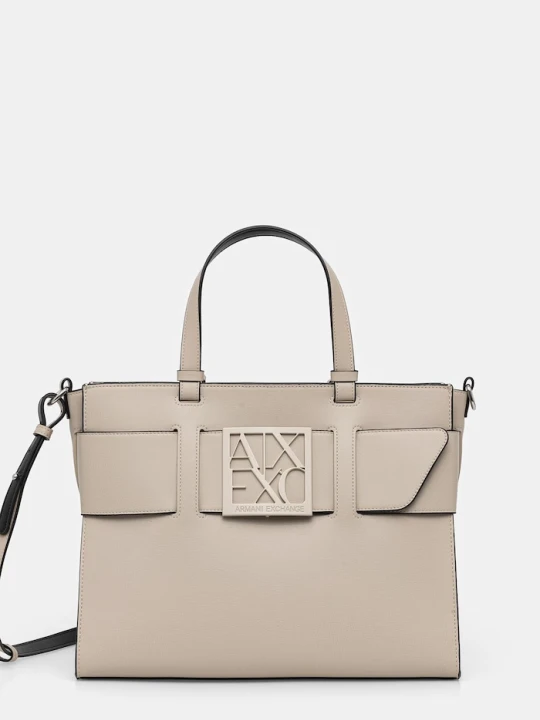 Zdjęcie produktu Armani Exchange torebka damska z imitacji skóry beżowy