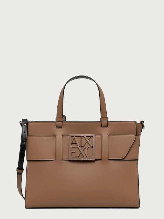 Zdjęcie produktu Armani Exchange torebka damska z imitacji skóry beżowy