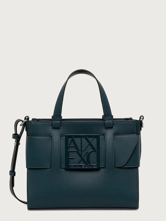 Zdjęcie produktu Armani Exchange torebka damska z imitacji skóry turkusowy