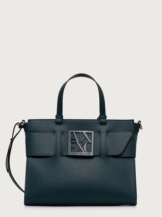 Zdjęcie produktu Armani Exchange torebka damska z imitacji skóry turkusowy