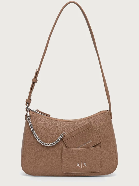 Zdjęcie produktu Armani Exchange torebka hobo damska z imitacji skóry beżowy