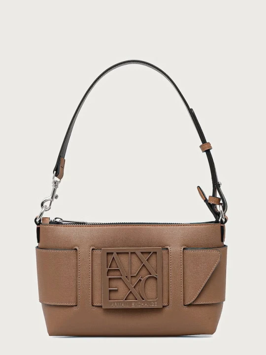 Zdjęcie produktu Armani Exchange torebka hobo damska z imitacji skóry beżowy