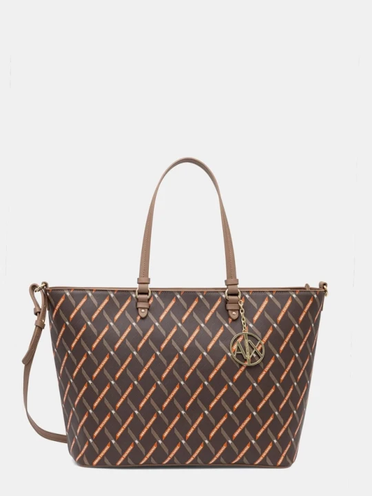 Zdjęcie produktu Armani Exchange torebka shopper damska z imitacji skóry brązowy