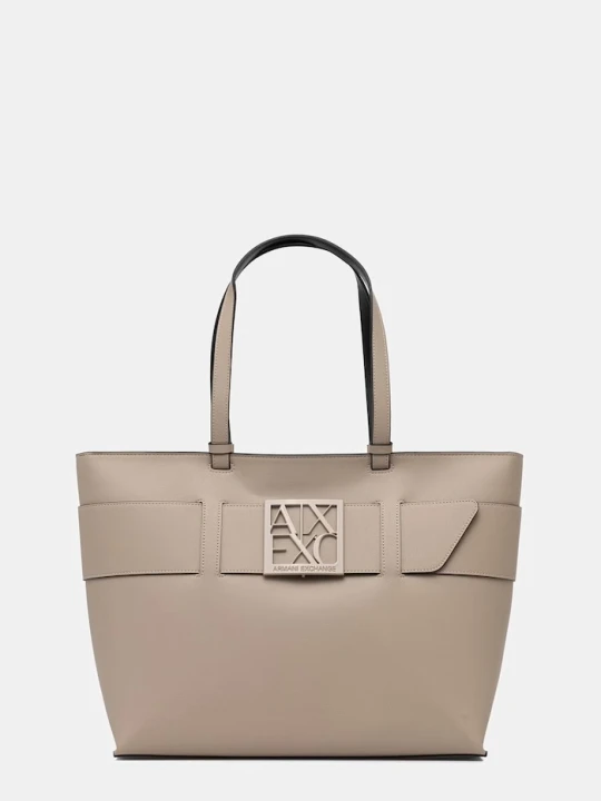 Zdjęcie produktu Armani Exchange torebka shopper damska z imitacji skóry beżowy