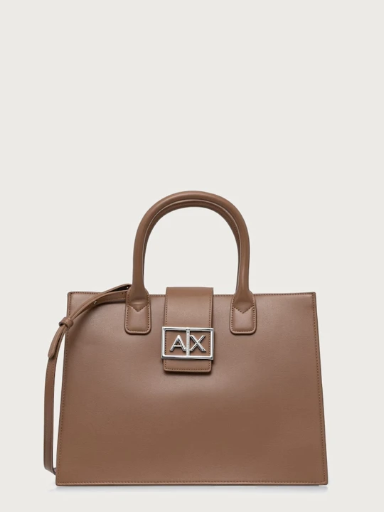 Zdjęcie produktu Armani Exchange torebka shopper damska z imitacji skóry beżowy