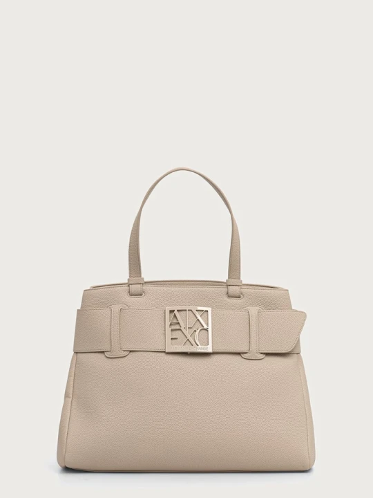 Zdjęcie produktu Armani Exchange torebka shopper damska z imitacji skóry beżowy