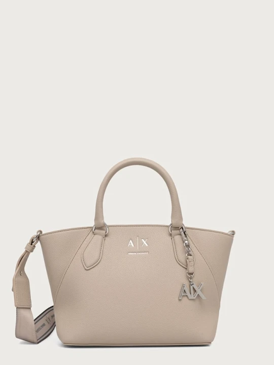 Zdjęcie produktu Armani Exchange torebka shopper damska z imitacji skóry beżowy
