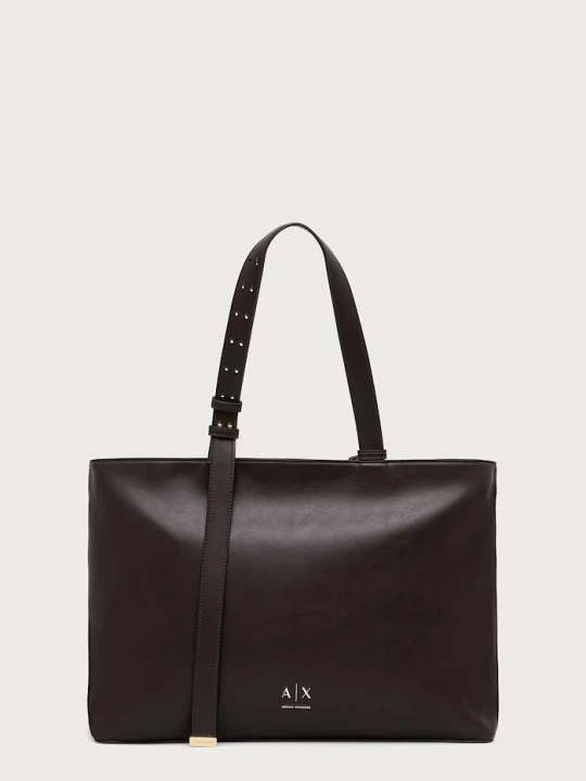 Zdjęcie produktu Armani Exchange torebka shopper damska z imitacji skóry brązowy