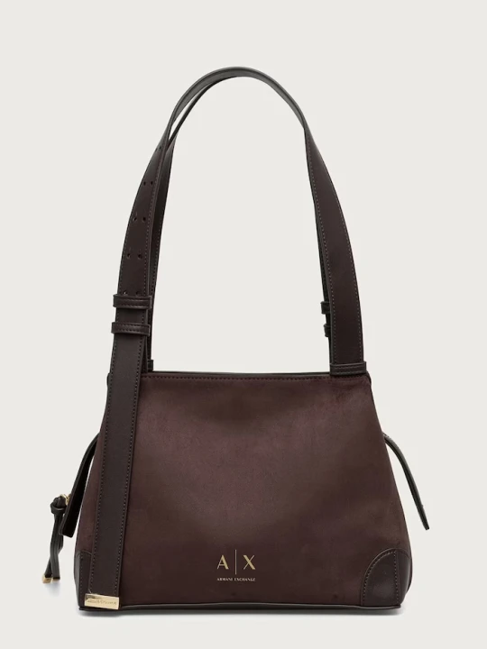 Zdjęcie produktu Armani Exchange torebka shopper damska z imitacji zamszu brązowy