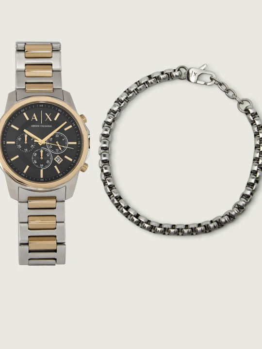 Zdjęcie produktu Armani Exchange Zegarek + bransoleta Banks Chronograph AX7148SET srebrny