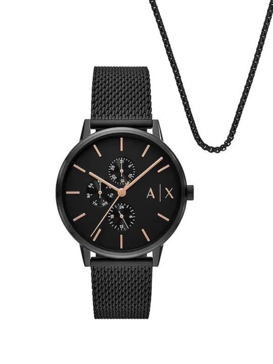 Zdjęcie produktu Armani Exchange zegarek i naszyjniki czarny