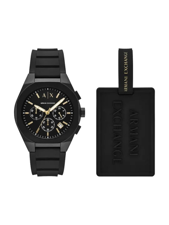 Zdjęcie produktu Armani Exchange zegarek i zawieszka bagażowa RAFAEL czarny