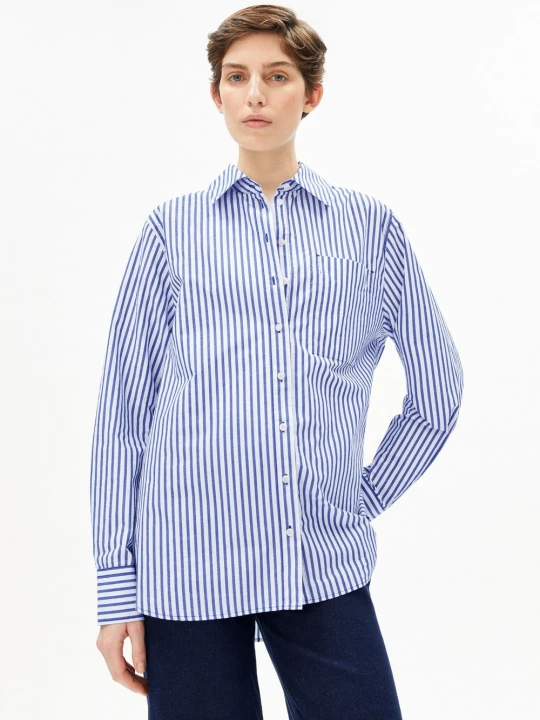 Zdjęcie produktu ARMEDANGELS bluzka koszulowa - Stripe Loose Kobiety Bawełna niebieski
