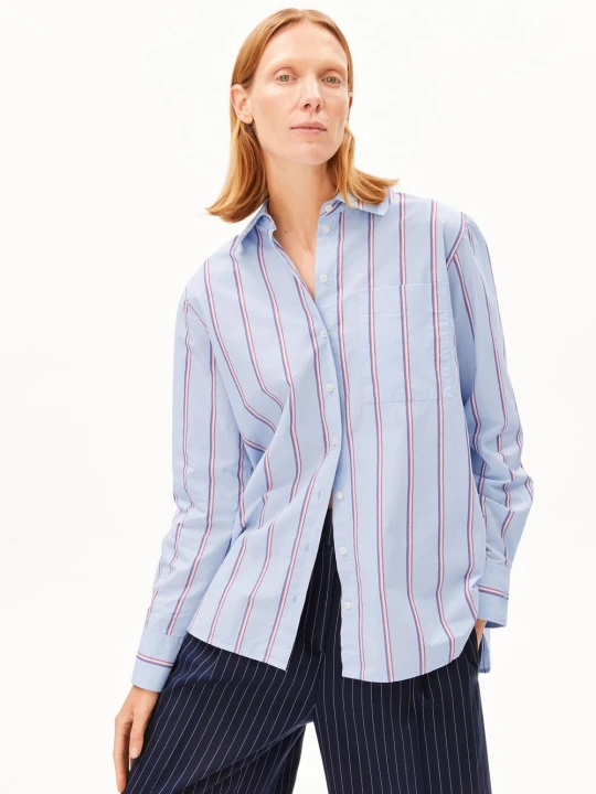 Zdjęcie produktu ARMEDANGELS bluzka koszulowa - Stripe Loose Kobiety Bawełna niebieski