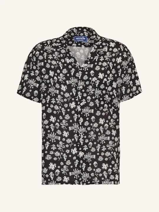 Zdjęcie produktu Arrels Barcelona Koszula Z Klapami Black Mexican Birds × Marion Deuchars Comfort Fit schwarz