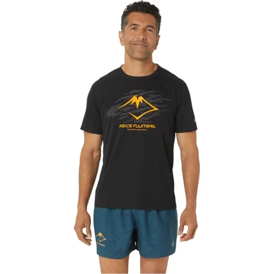 Zdjęcie produktu ASICS Fujitrail Logo SS Top 2011C981-001, Męskie, Czarne, t-shirty, poliester, rozmiar: S