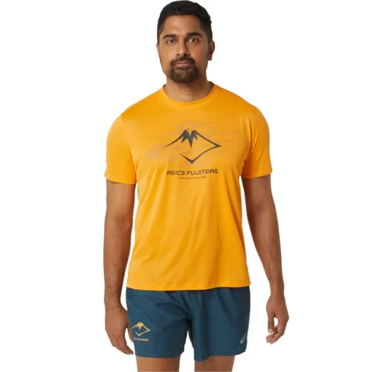 Zdjęcie produktu ASICS Fujitrail Logo SS Top 2011C981-800, Męskie, Pomarańczowe, t-shirty, poliester, rozmiar: XL